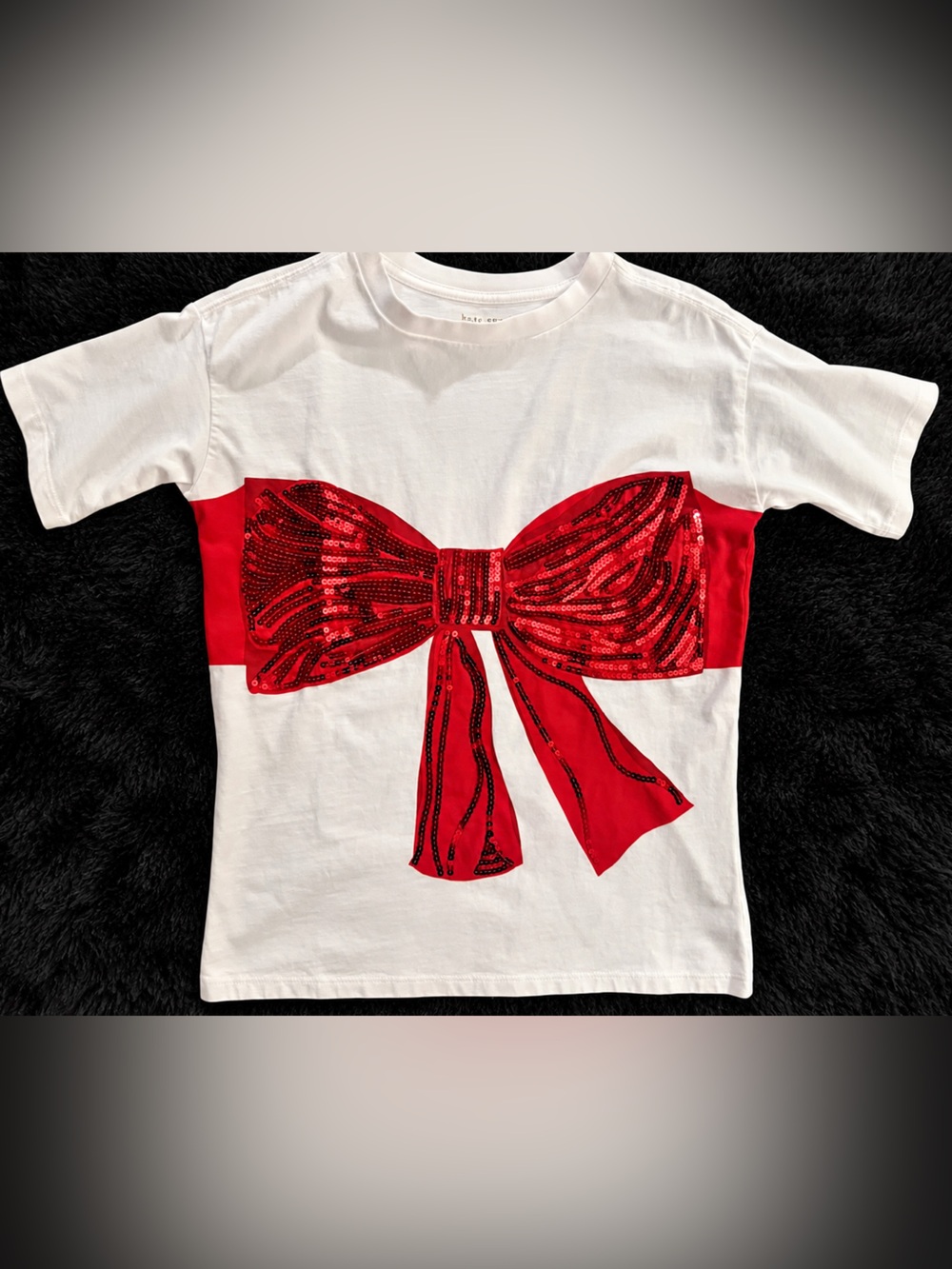 kate spade White Short-Sleeve Tee with Red Sequin Bow